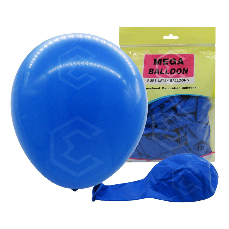 Bolsa 25 Globos Azul Rey Brillosos #18 Fiestas Bodas Latex Azul Rey
