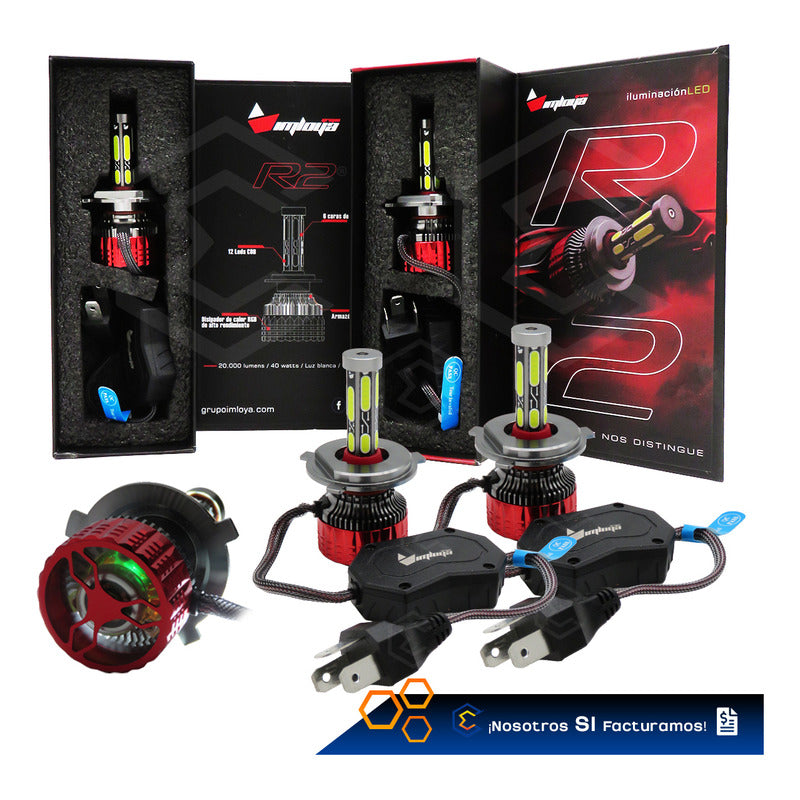 2 Focos Led H4 Ventilador Alta Y Baja Aro Luz 15000lm 12-24v H4