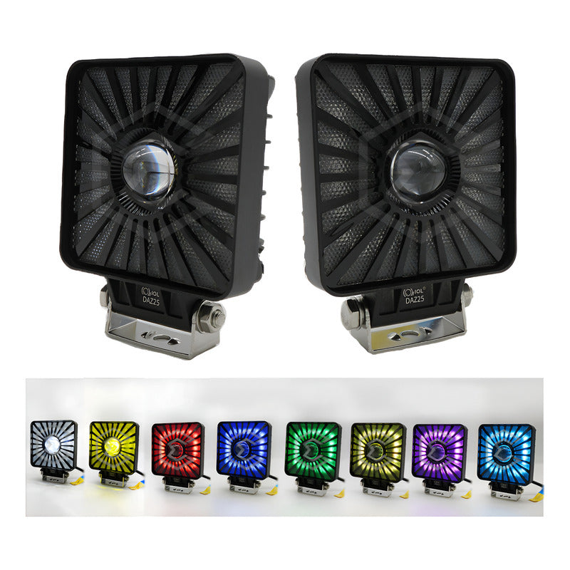 Par De Faros 198 Leds Cuadrado Multicolor Fijo Estrobo 9-60v
