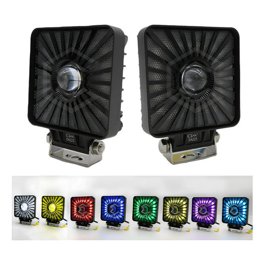 Par De Faros 198 Leds Cuadrado Multicolor Fijo Estrobo 9-60v