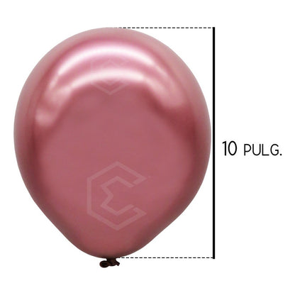Bolsa 50 Globos Rosa Metálico #10 Adorno Fiesta Y Boda Latex Rosa Metálico