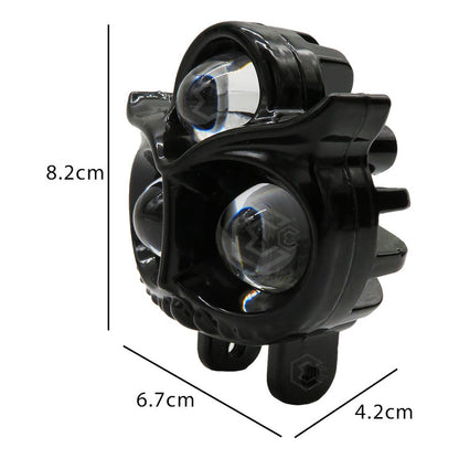 2 Faros Búho 18 Hiper Leds Lupa Estrobo Bicolor 12-24v Moto