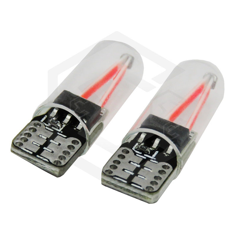 Par Focos De Pellizco Led Cob Vidrio Filamento Canbus T10 W5