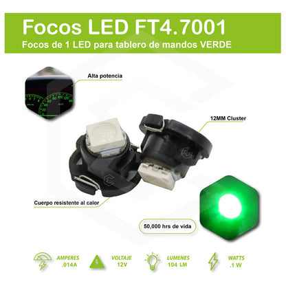 Kit 10 Focos Led T4.7 12 Mm Clúster Para Tablero Fija 12v