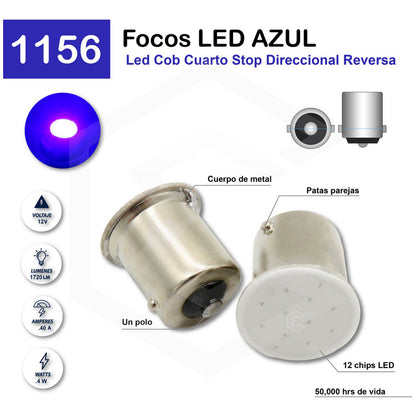 4 Focos 1156 1157 Led Cob Cuarto Stop Direccional Reversa