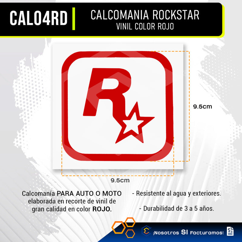 10 Calcomanía Rockstar Gta Sticker Vinil Auto Moto 9.5x9.5cm