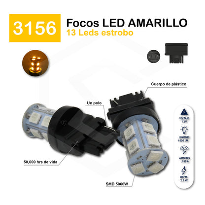 2 Focos 1157 1156 1176 3157 7440 7443 13 Leds  Estrobo 12v