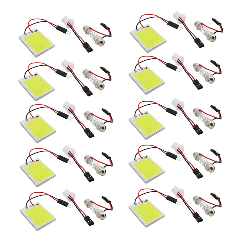 10 Placa Luz Interior Para Coche 24 48 Leds Cob 2 Adaptadore