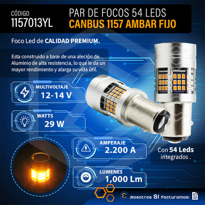 2 Focos 1157 54 Leds Canbus Fijo Ventilador 12v 29w 1000lm