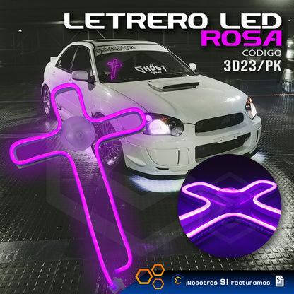 Figura Cruz Led Luz Neon Parabrisas Chupón Grande 26cm 12v