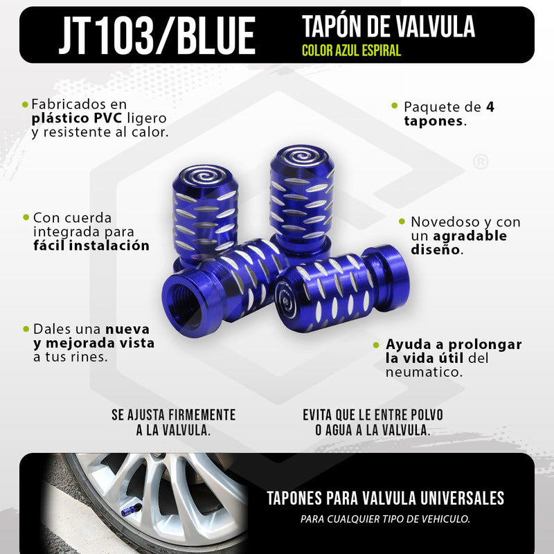 Kit 4 Tapon Cubre Pivote Válvula Metálico Espiral Auto Moto