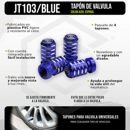 Kit 4 Tapon Cubre Pivote Válvula Metálico Espiral Auto Moto