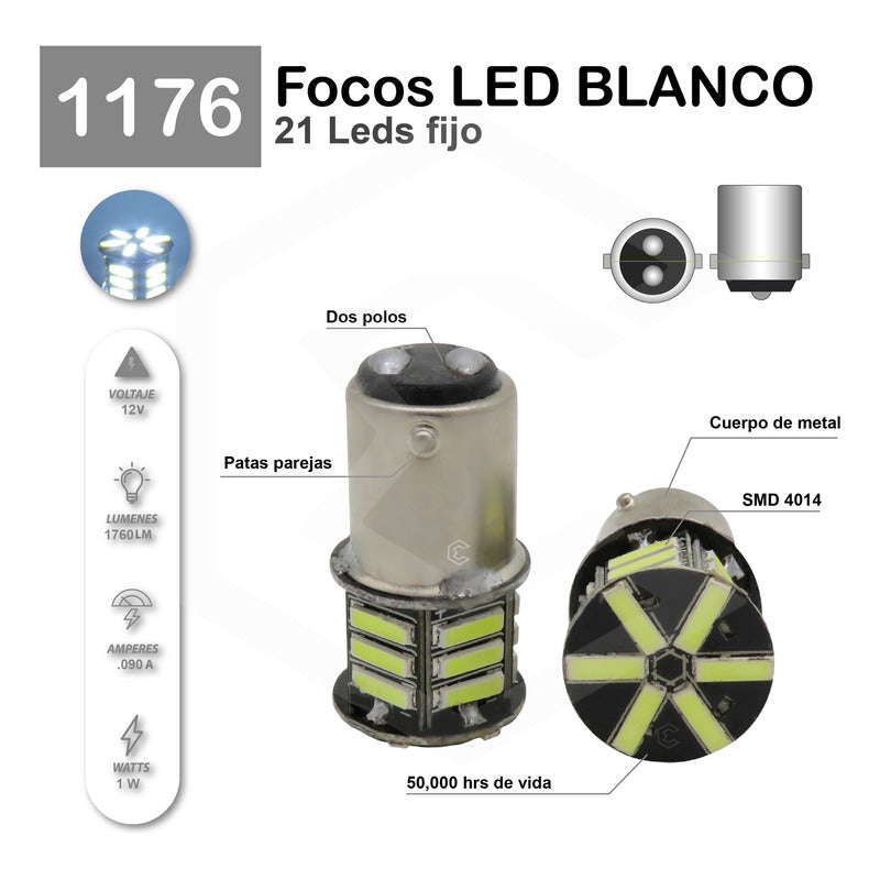 2 Focos 3157 1156 1157 7440 7443 1176 21 Leds Fijo Par Focos