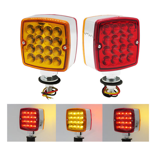 Par De Plafón Direccional Cuadrada 32 Leds Rojo Ámbar 12-24v