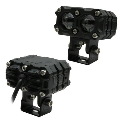 2 Faros Moto Bicolor 12 Hiperleds Lupa Fijo 24,000lm 12-24v