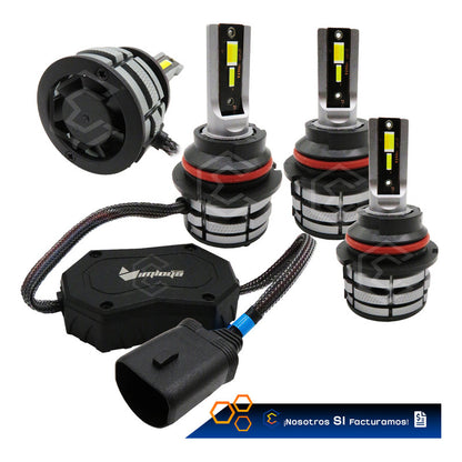 Kit Focos Led 9004 Ventilador Alta Y Baja Tricolor 18,000lm 9004