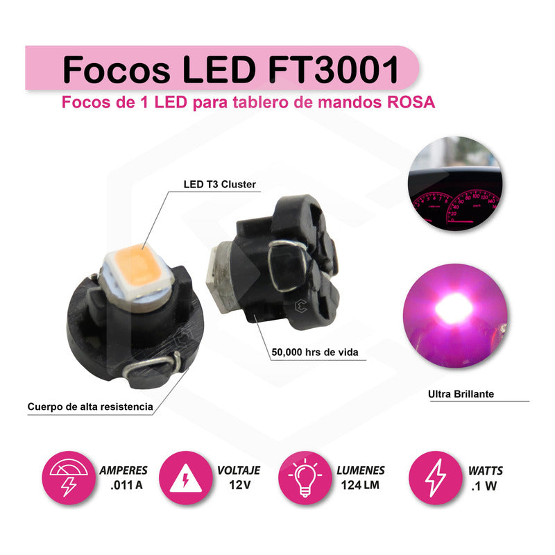 Kit 4 Focos Led T3 Clúster Para Tablero Mandos Fija 12v