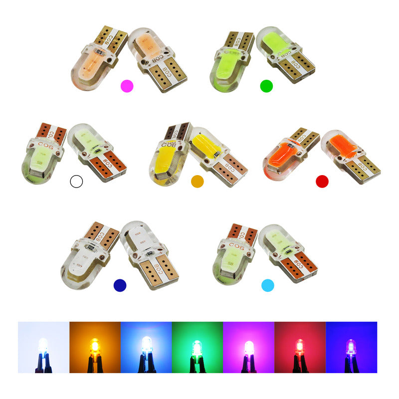 Kit 5 Pares  Focos Led Cob Pellizco T10 Silicon Auto Moto