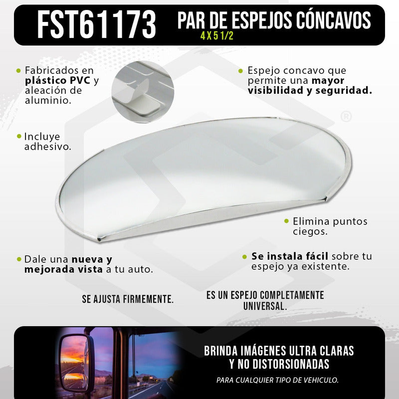 Par Espejos Recortado Concavo Universal Adherible 4x5 PuLG