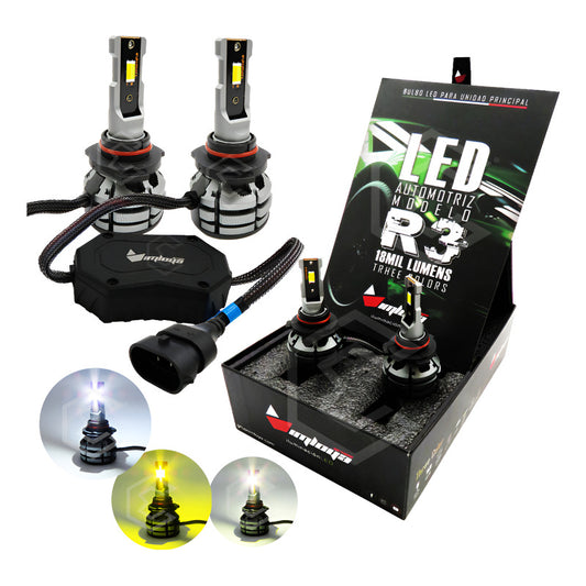 2 Focos Led 9006 Ventilador Alta Baja Tricolor 18000lm 12-24 9006