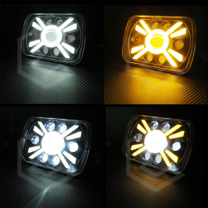 Par De Faros Unidad 5x7 Rectangular Bicolor Led Cree 12-24v
