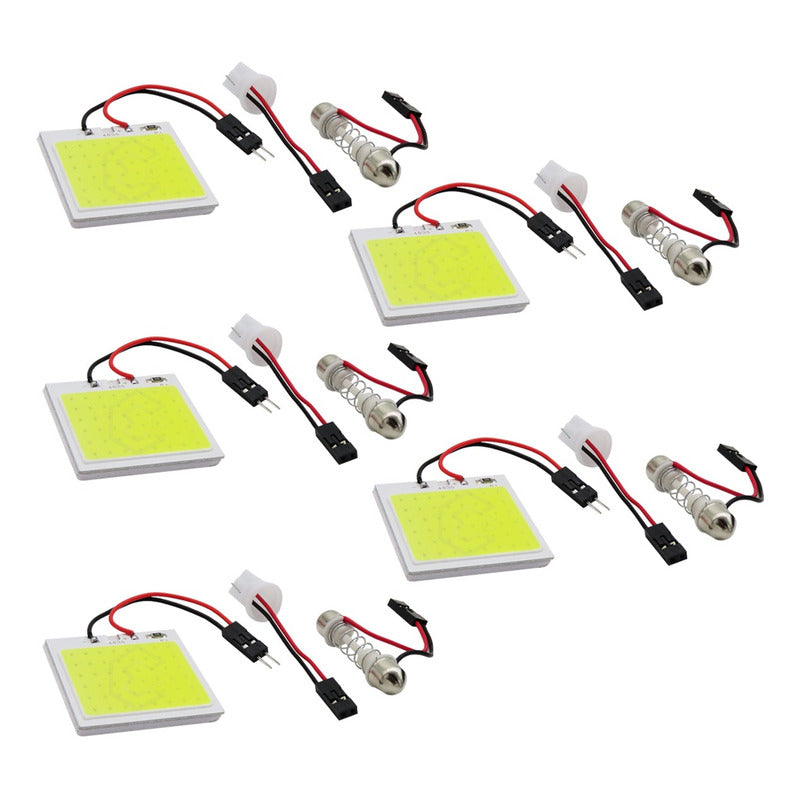 5 Placa Luz Interior Para Coche 24 48 Leds Cob 2 Adaptadores