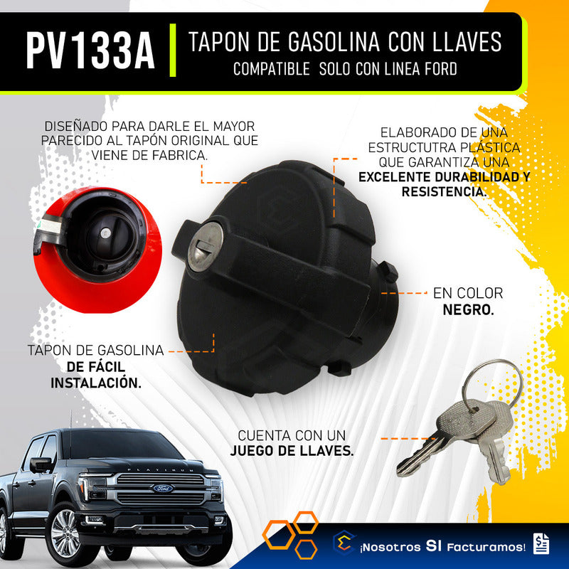 Tapón Tanque De Gasolina Para Ford Lobo Cn Llave Color Negro Negro