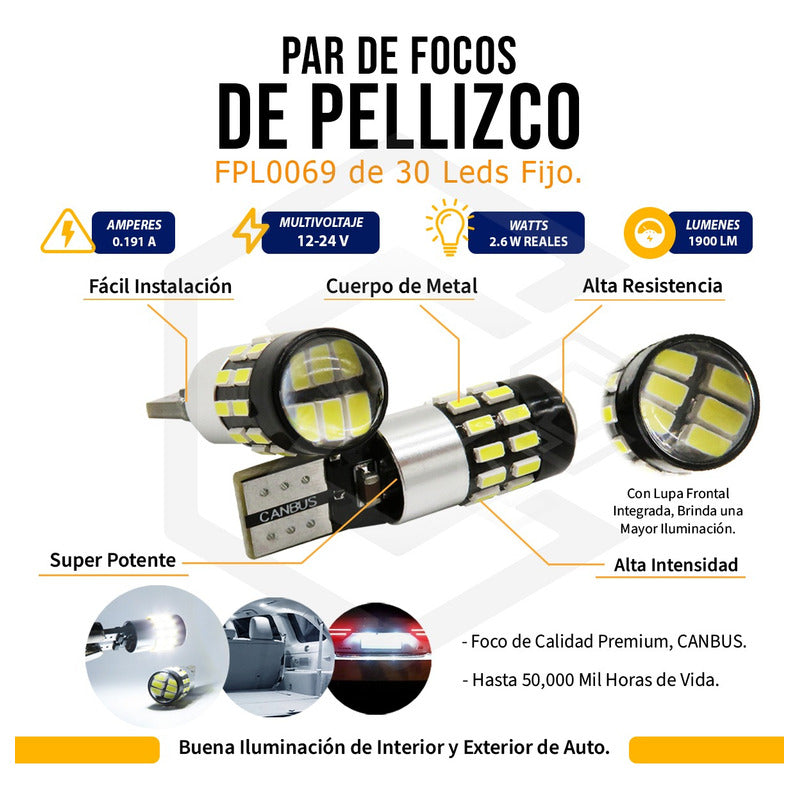 Par De Focos Pellizco 30 Led Calidad Premium Canbus 12/24v
