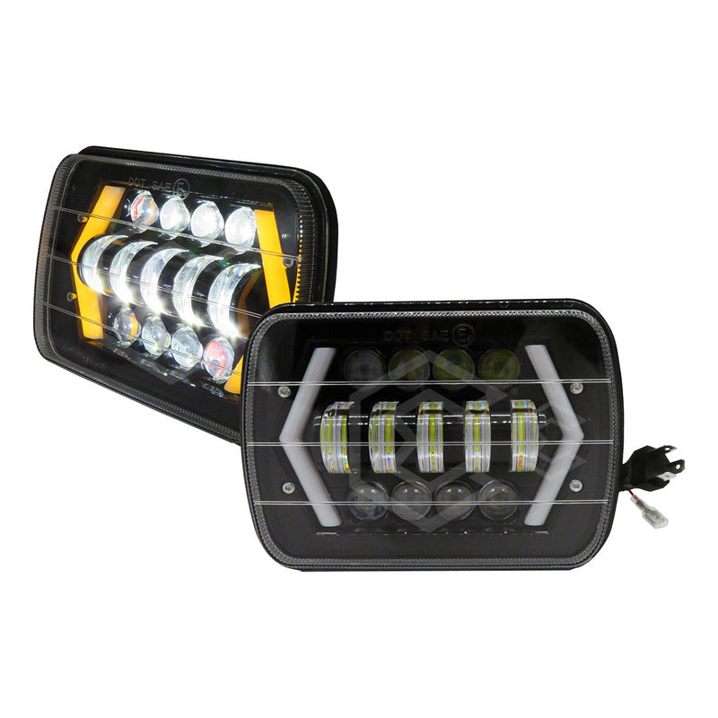 Par De Faros Unidad 5x7 Luz De Cortesía Con 13 Lupas 12-24v