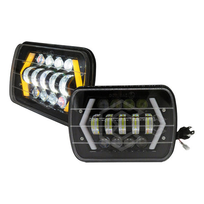 Par De Faros Unidad 5x7 Luz De Cortesía Con 13 Lupas 12-24v