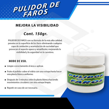 3 Pulidor Para Restaurar Faros Calaveras Gran Acabado 150gr Blanco