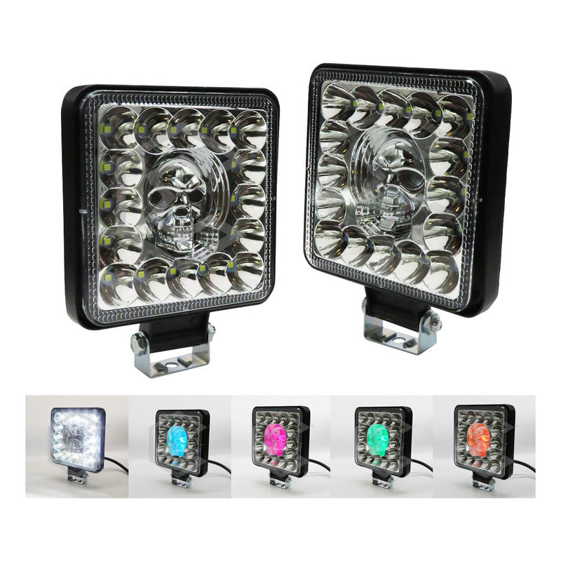 Par De Faros Calavera 26 Leds 4 Funciones Blanco-rgb 12-24v