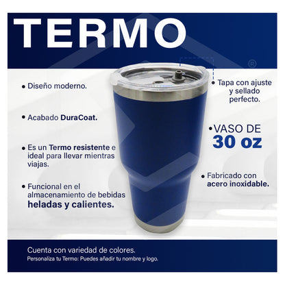Termo Vaso Personalizado Nombre O Logo Láser 30oz Acero Inox