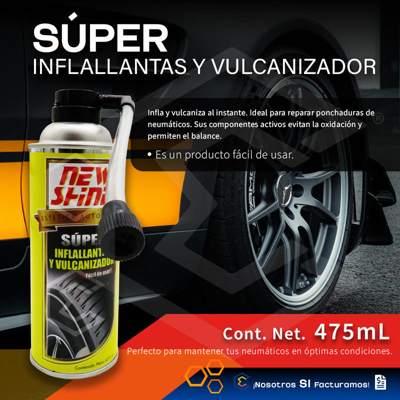 Inflallantas Vulcanizador Instantaneo Emergencias 475ml Amarillo