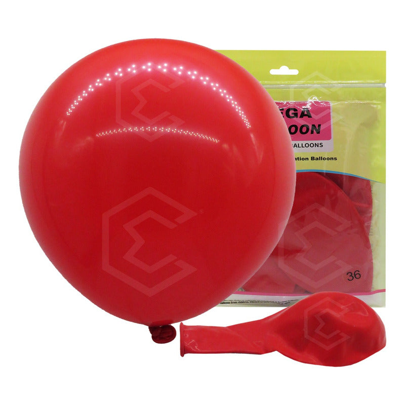 Bolsa 3 Globos Rojo Brillosos #36 Adorno Fiestas Bodas Latex Rojo