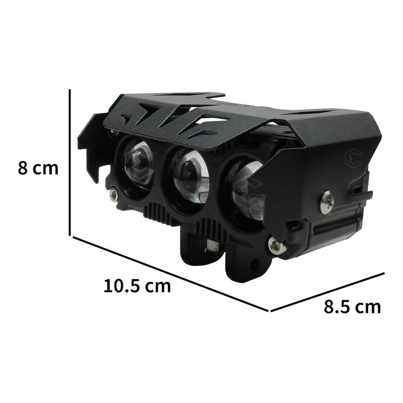 2 Faros Bicolor 18 Hiperleds C Ventilador Moto 3 Lupas Fijo