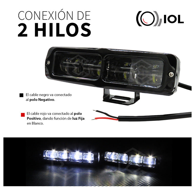 Par Faros Barra 4 Leds Blanco 4 Lupas Fijo 6'' PuLG 10-30v
