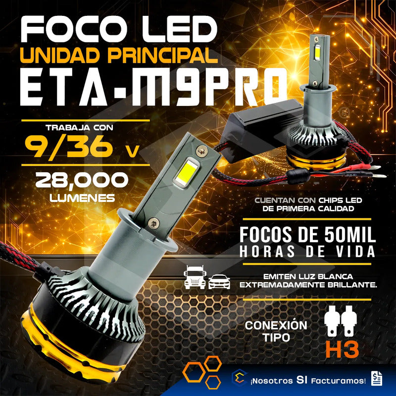 2 Focos Led H3 Canbus Ventilador Alta Baja 28000lm 71w 9-36v H3