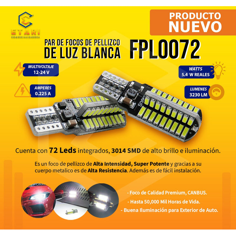 4 Focos Led T15 W16w 912 921 Pellizco Reversa Canbus 12/24v