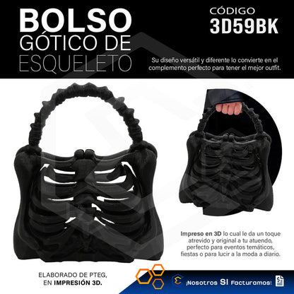 Bolso De Esqueleto Hueso Gotico Halloween Impresión 3d Petg