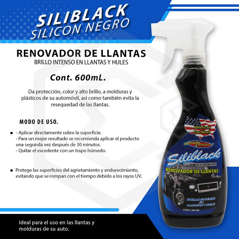 Renueva Y Protege Llantas Hules Plásticos Molduras 600ml Negro