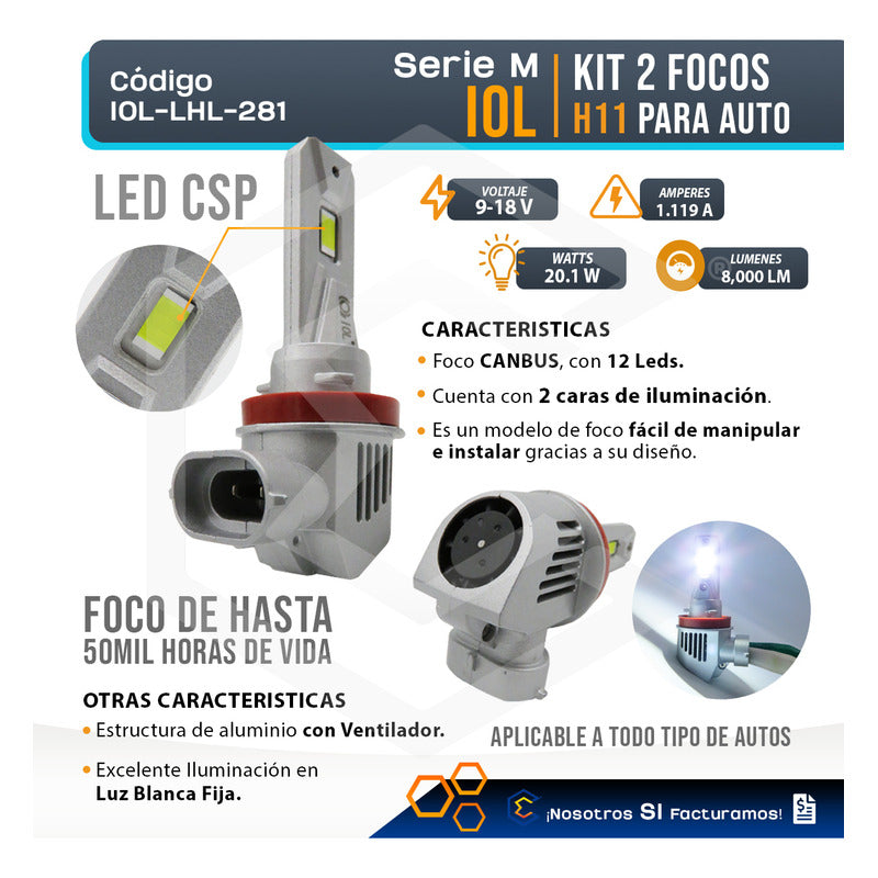 Kit 2 Focos H11 12 Led Csp Chromite Alta Baja 20.1w 8,000lm H11