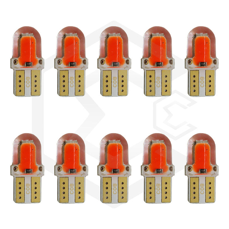 Kit 5 Pares  Focos Led Cob Pellizco T10 Silicon Auto Moto