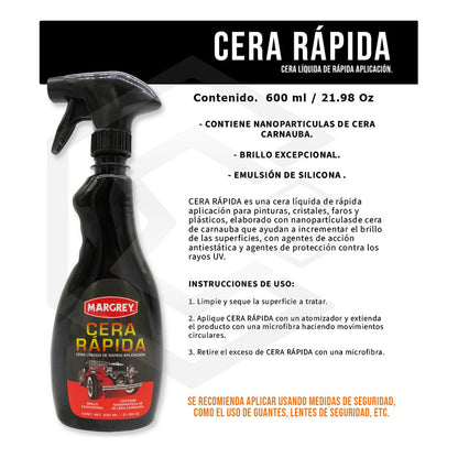 3cera Express Auto Lavado En Seco Con Carnauba 600ml Margrey