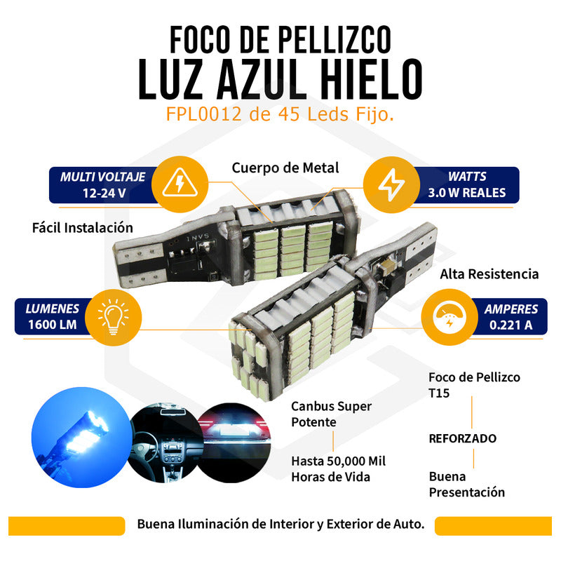 2pzs Focos Led T15 W16w Canbus 45 Smd 4014 1800lm Auto 12v