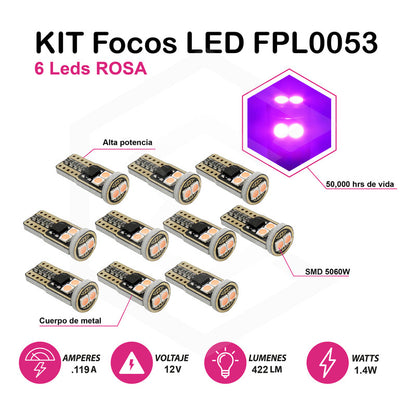 Kit 10 Foco Pellizco T10 Canbus W5w 194 168 2825  No Error 9