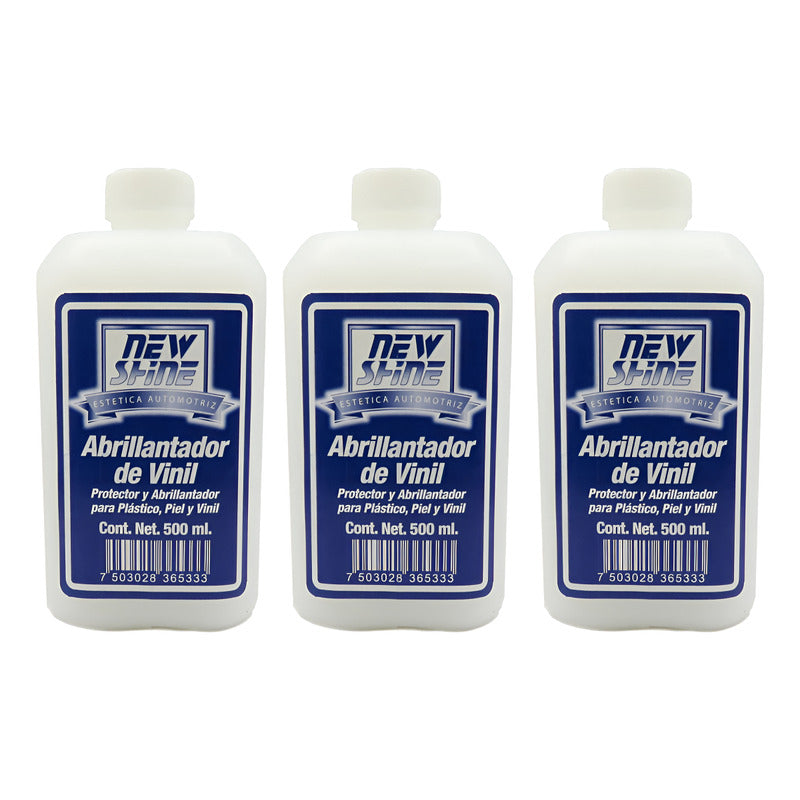 3 Abrillantador De Vinil Plastico Y Piel Liquido 500ml Blanco