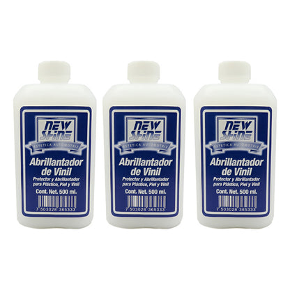 3 Abrillantador De Vinil Plastico Y Piel Liquido 500ml Blanco