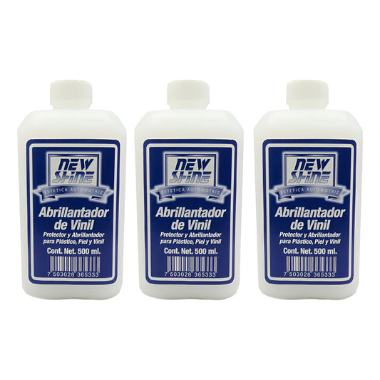 3 Abrillantador De Vinil Plastico Y Piel Liquido 500ml Blanco