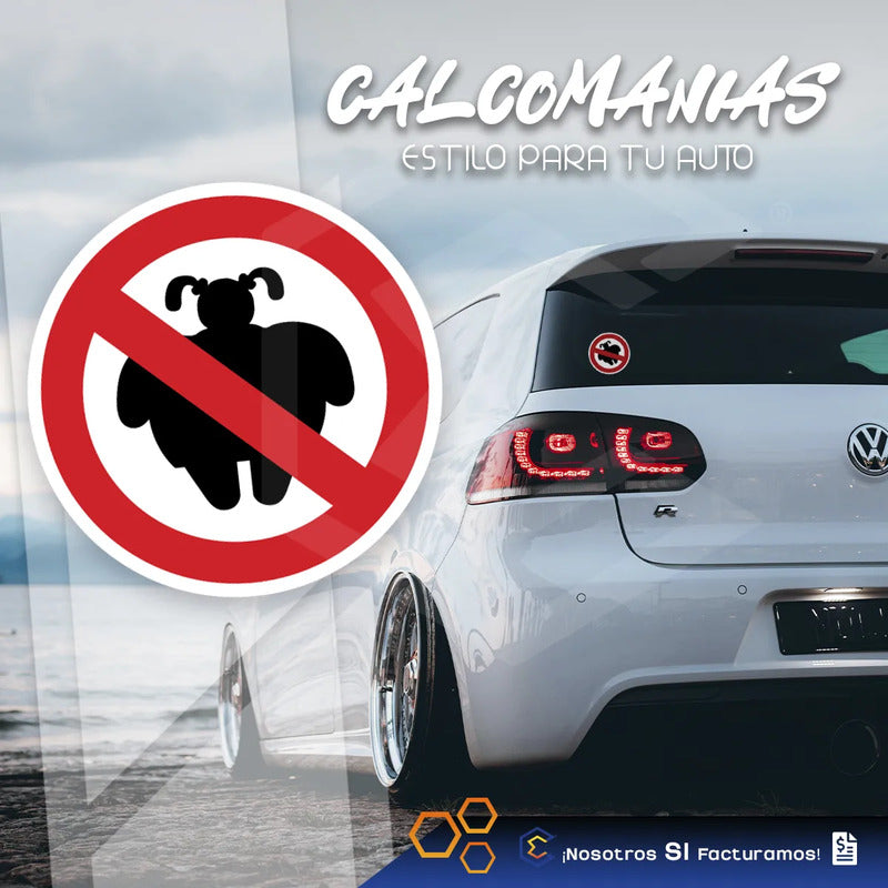 2 Calcomanía Sticker Vinil No Gordas Broma Auto Moto 7.5cm